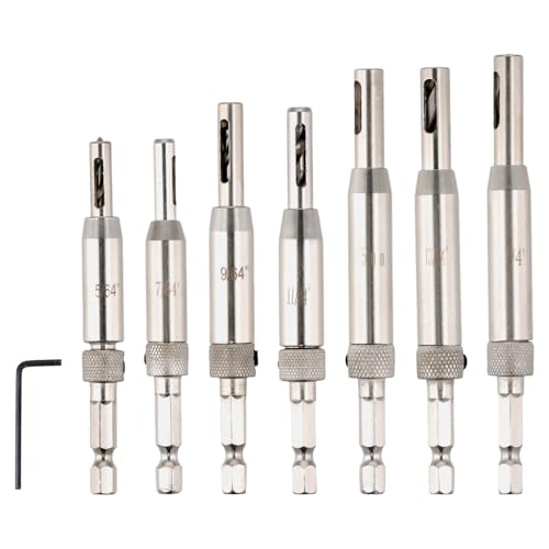 Volumoon 7 Piece Zubehör Bohrmaschine, Scharnierbohrer, Selbst Zentrierendes Bit, Bohrmaschine/Schrauber, Drill Bit Guide Set, Sechskantbohrer-Set für Metall, Multifunktionsbohrer für Holz,Stein von volumoon