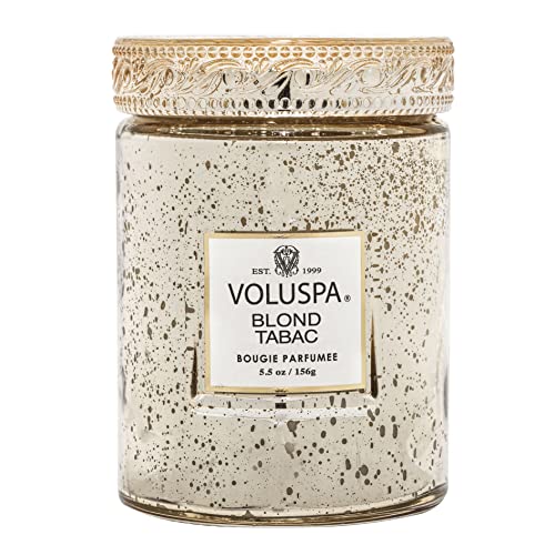 Voluspa Blond Tabac Kerze | kleines Glas | 156 g | 50 Stunden Brenndauer | handgegossenes Kokosnusswachs + natürliche Dochte für ein sauberes Abbrennen | vegan | in den USA gegossen von Voluspa