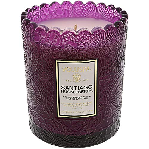 Voluspa Scalloped Glass Votive Candle in Santiago Huckleberry von Voluspa