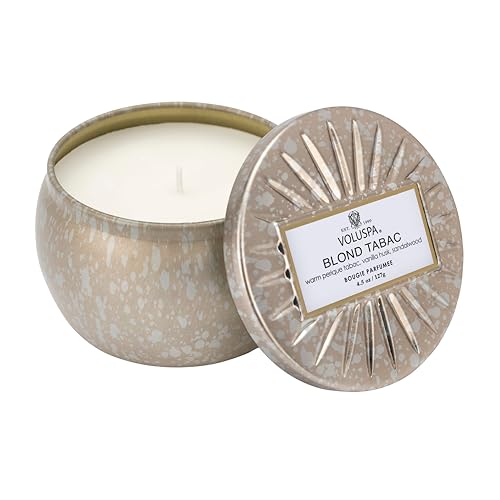 Voluspa Vermeil Maison Kerze Blond Tabac, klein - Hochwertige Duftkerze in dekorativer Dose aus Zinn mit Deckel Voluspa Vermeil Maison Kerze Blond Tabac, klein - Hochwertige Duftkerze in dekorativer Dose aus Zinn mit Deckel von Voluspa