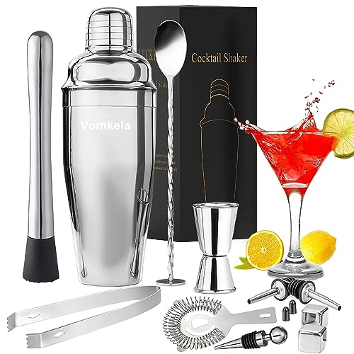 Cocktail Set 750ml Cocktail Shaker,24pcs Bar Zubehör Coctail Mixer Barkeepers Friends Jigger,Boston Shaker Bartender Set Deko for Men Women von Vomkela