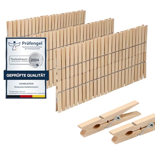 150 x Wäscheklammern Holz groß VonBueren | Holzklammern aus nachhaltigem unbehandeltem Birkenholz | Holzwäscheklammern auch zum Basteln 150 x Wäscheklammern Holz groß VonBueren | Holzklammern aus nachhaltigem unbehandeltem Birkenholz | Holzwäscheklammern auch zum Basteln von VonBueren