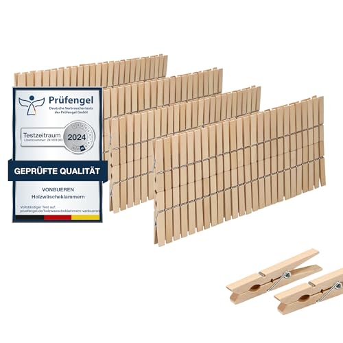 200 x Wäscheklammern Holz groß VonBueren | Holzklammern aus nachhaltigem unbehandeltem Birkenholz | Holzwäscheklammern auch zum Basteln 200 x Wäscheklammern Holz groß VonBueren | Holzklammern aus nachhaltigem unbehandeltem Birkenholz | Holzwäscheklammern auch zum Basteln von VonBueren