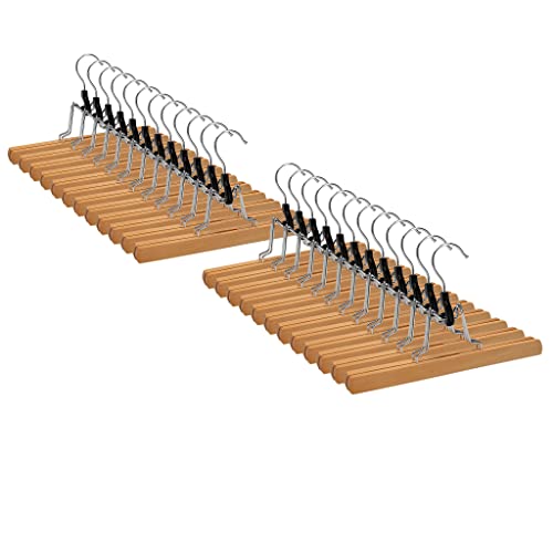 24 x Hosenbügel Klemmbügel VonBueren | Hosenspanner aus Holz | Kleiderbügel für Hosen | rutschfest | mit drehbarem Haken von VonBueren