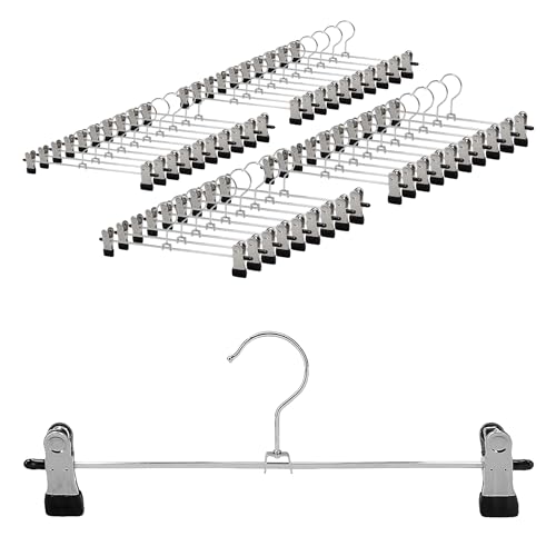 VonBueren 40 x Hosenbügel/Rockbügel mit Klammern | 30 cm platzsparend | Kleiderbügel für Hosen und Röcke | Klemmbügel aus Metall von VonBueren