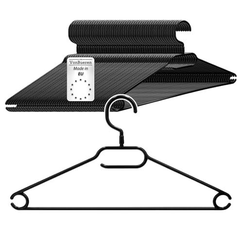 50 x Kleiderbügel schwarz aus Kunststoff VonBueren | mit drehbarem Haken | ca. 40 x 20,5 cm | platzsparend | Bügel aus Plastik | Made in EU | Hangers Clothes Set 50 x Kleiderbügel schwarz aus Kunststoff VonBueren | mit drehbarem Haken | ca. 40 x 20,5 cm | platzsparend | Bügel aus Plastik | Made in EU | Hangers Clothes Set von VonBueren
