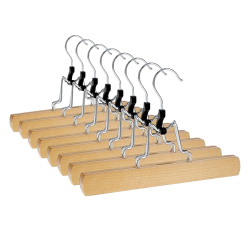8 x Hosenbügel Klemmbügel VonBueren | Hosenspanner aus Holz | Kleiderbügel für Hosen | rutschfest | mit drehbarem Haken von VonBueren