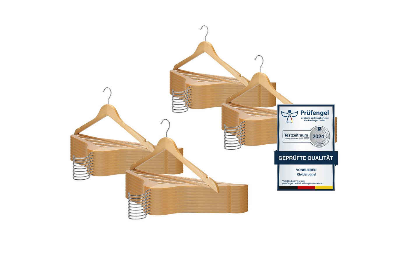 VonBueren Kleiderbügel VonBueren Kleiderbügel Holz, 44,5 x 22 cm je Bügel/Holzbügel, (40-tlg) von VonBueren