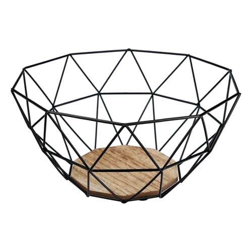 VonBueren Obstschale schwarz aus Metall/Holz 26 x 24,5 x 12 cm | moderner Obstkorb | Drahtkorb | Metallkorb VonBueren Obstschale schwarz aus Metall/Holz 26 x 24,5 x 12 cm | moderner Obstkorb | Drahtkorb | Metallkorb von VonBueren