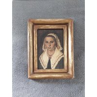 Älteres Bild - Portrrätgemälde Frau Mit Haube Und Spitzenkragen Im Holzrahmen Älteres Bild - Portrrätgemälde Frau Mit Haube Und Spitzenkragen Im Holzrahmen von VonGesternUndHeute