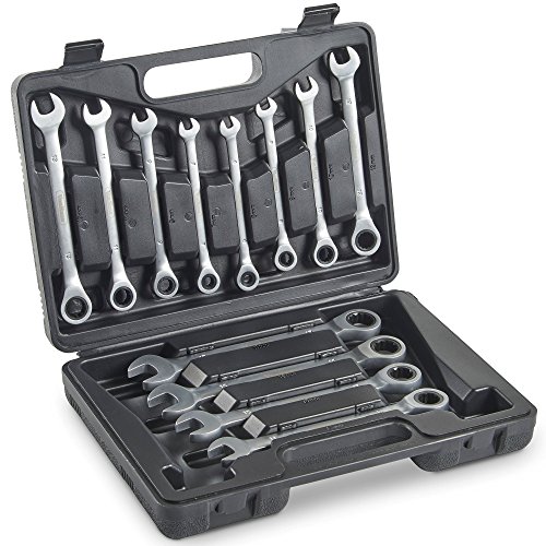 VonHaus Ratschenschlüssel Set von 6 mm bis 17 mm - Satinierte Ratschenschlüssel mit Tragekiste, Perfekt für Zuhause, Fahrrad und Autoreparaturen - Ratschenkasten für Profi- und Heimwerkarbeiten von VonHaus