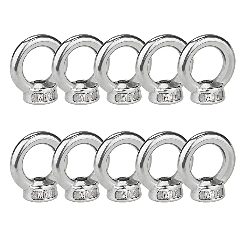 10 Stück Ringmutter Edelstahl M10 Augenmuttern, Gewinde Ösenmutter Ringösen Hardware Ringförmige Schaukelhaken zum Heben von Zubehör von VonLux