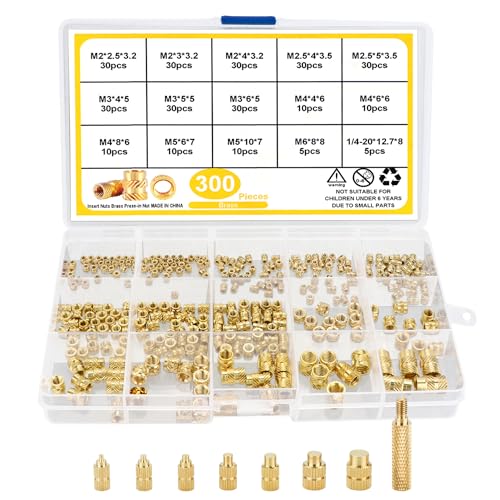 308 Stück Gewindeeinsatz und Lötkolben Einschmelzhilfe Set, mit 300 Stück Einpressmuttern Rändelmutter und 8 Stück Lötspitzen, Lötkolbenspitzen für Gewindeeinsätze M2 (M2.5) / M3 / M4 / M5 / M6 / M8 von VonLux