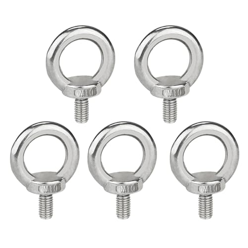 Ringschraube M10 304 Edelstahl Ösenschrauben 5 Stück Augenschrauben Ringschrauben, für Rolle Des Befestigens Und Hängens von VonLux