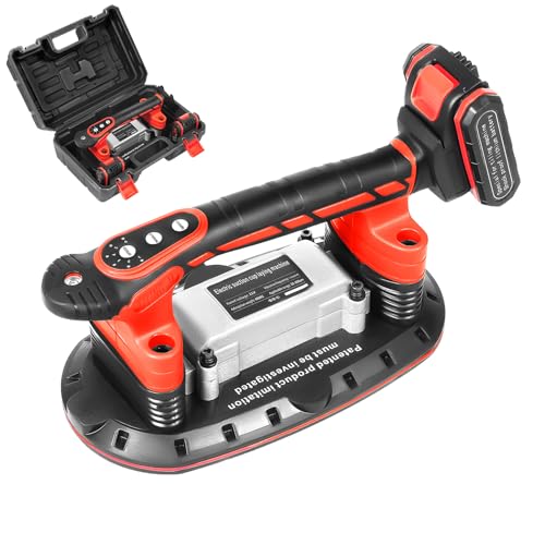 VonVVer Fliesenrüttler Fliesenvibrationswerkzeug 21V 13000UPM Akku Fliesenleger mit 2 Akkus 6 Geschwindigkeiten Einstellbar Saugnapf Fliesenvibrator 80kg für 30-240cm Fliesen von VonVVer