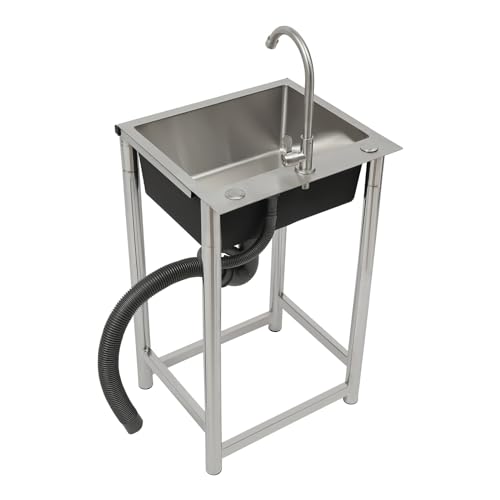 VonVVer Freistehende Spüle Edelstahl - Spültisch Küche Gewerbliche waschbecken Spüle mit Unterschrank Spülenschrank mit spüle (45x40x22cm) von VonVVer