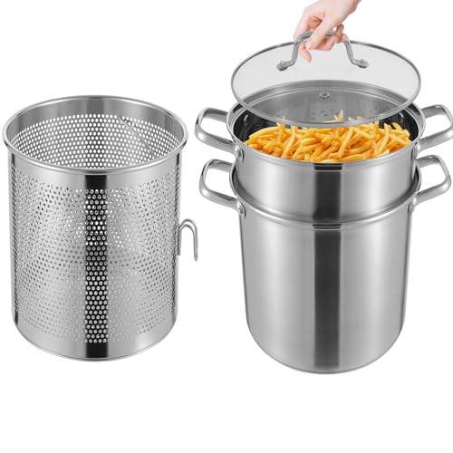VonVVer Spargel und Pastatopf 8L Ø 28cm - Spargeltopf hoch mit Glasdeckel 36cm Hoch Nudeltopf mit Sieb für Pasta, Kartoffeln, Gemüse von VonVVer