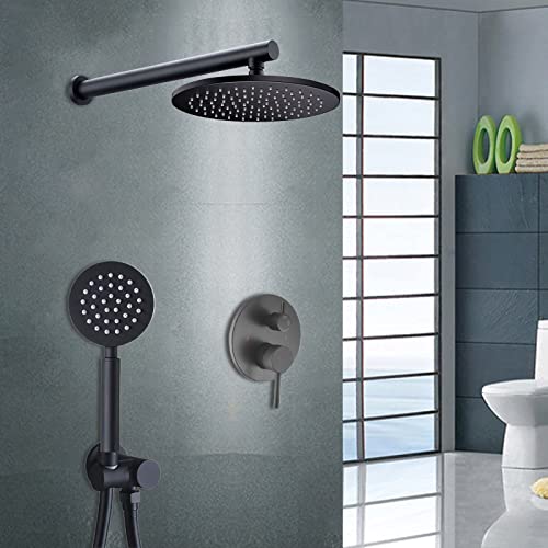 VonVVer Unterputz Duscharmatur Set Schwarz - Duschsystem Unterputz Duschset mit Kopfbrause und Handbrause 25cm Runder Regenduschkopf Regendusche System VonVVer Unterputz Duscharmatur Set Schwarz - Duschsystem Unterputz Duschset mit Kopfbrause und Handbrause 25cm Runder Regenduschkopf Regendusche System von VonVVer