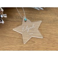 Personalisierte Baby Ornament Acryl Stern Mit Geburtsstein von VonaGifts