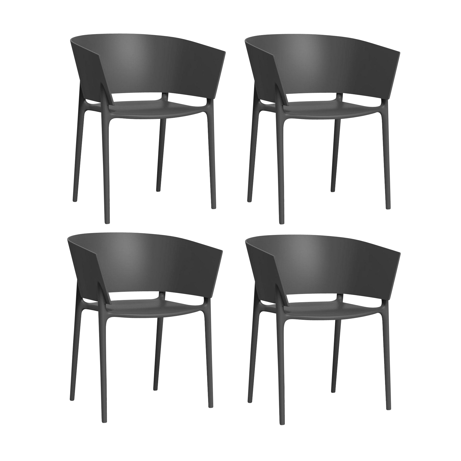 Vondom - Africa Armlehnstuhl 4er Set - schwarz/matt/BxHxT 58x75x53cm von Vondom