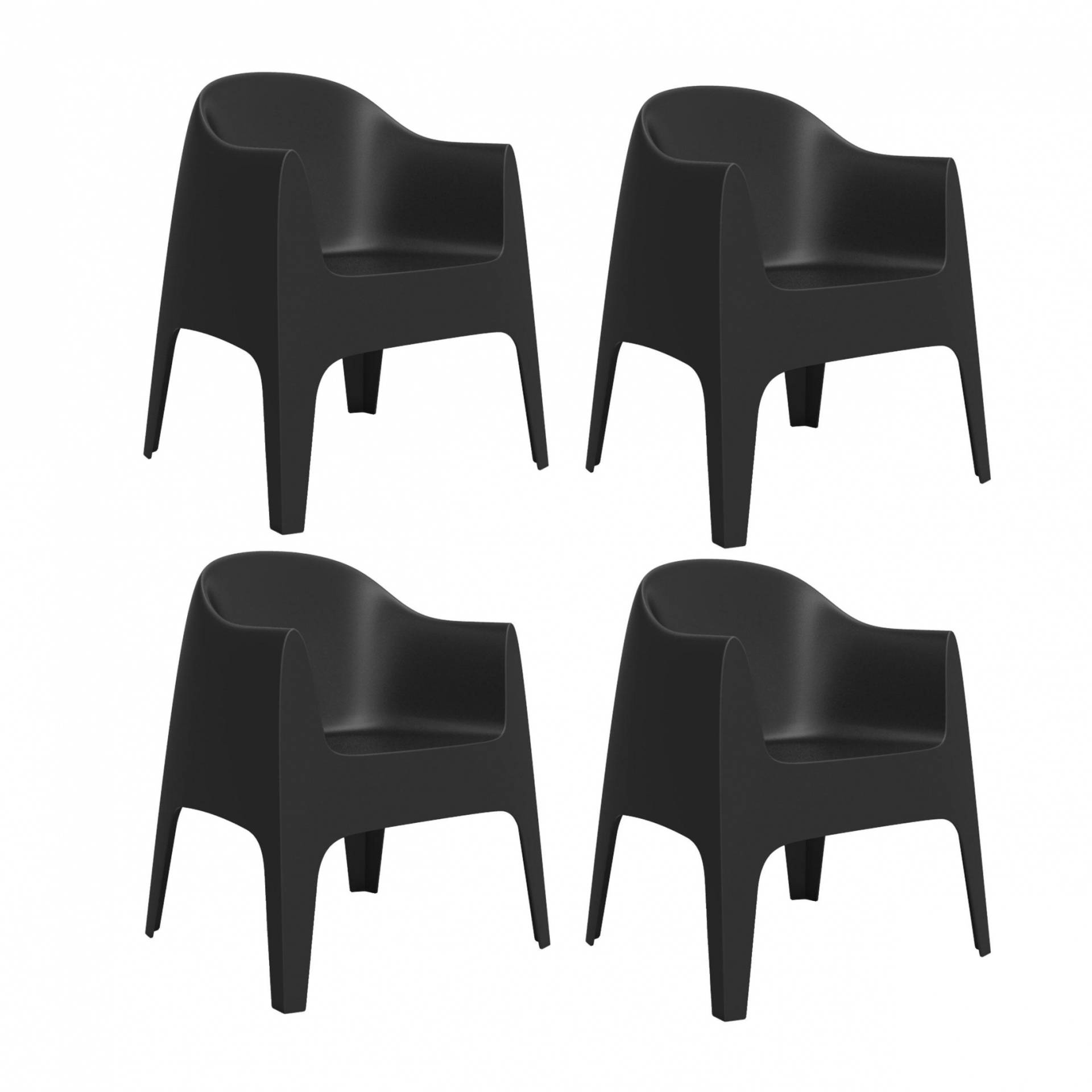 Vondom - Solid Armlehnstuhl 4er Set - schwarz/HxBxT 80x65x60cm/für Innen- und Außenbereich geeignet von Vondom