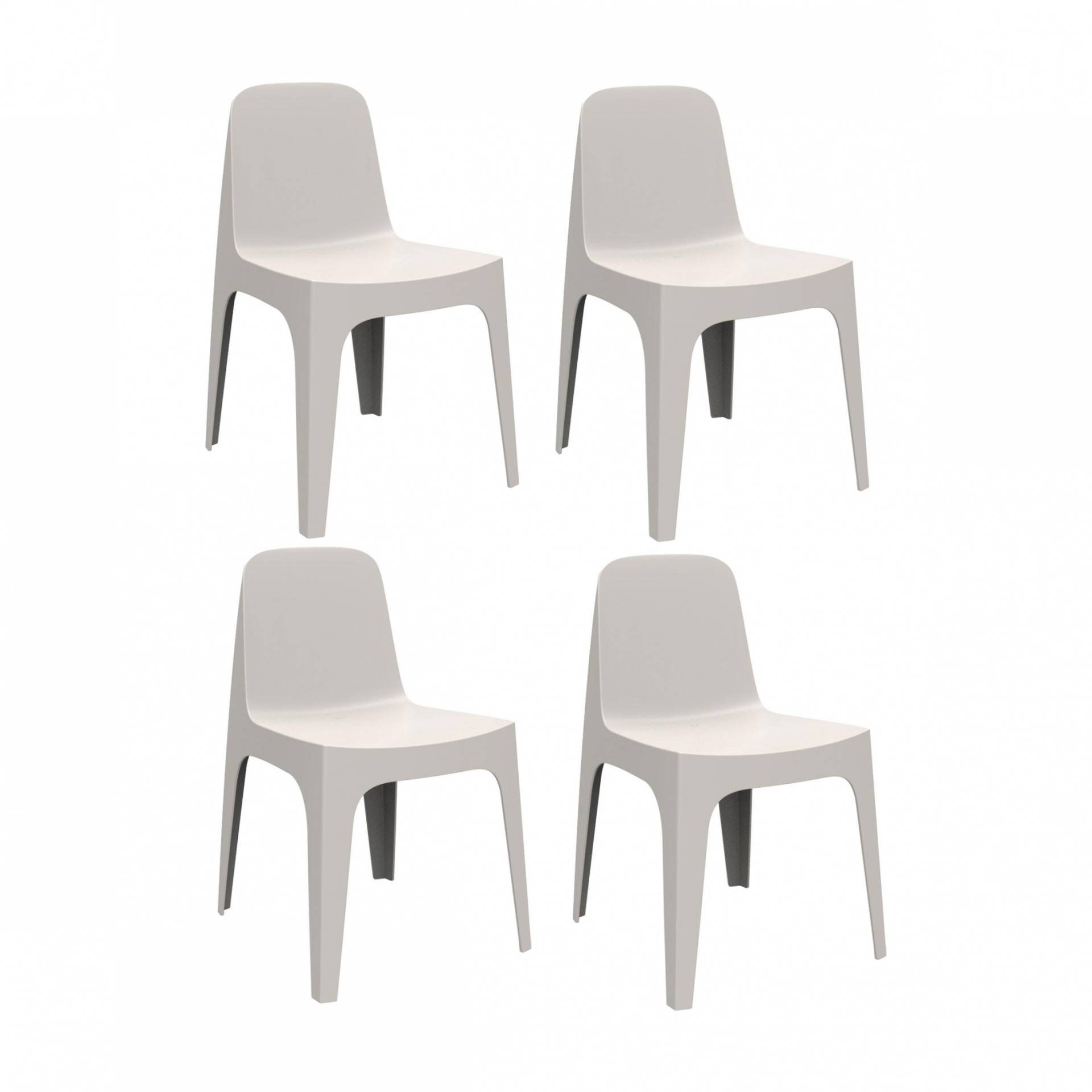 Vondom - Solid Stuhl 4er Set - ecru/BxHxT 60x80x53cm/für Innen- und Außenbereich geeignet von Vondom