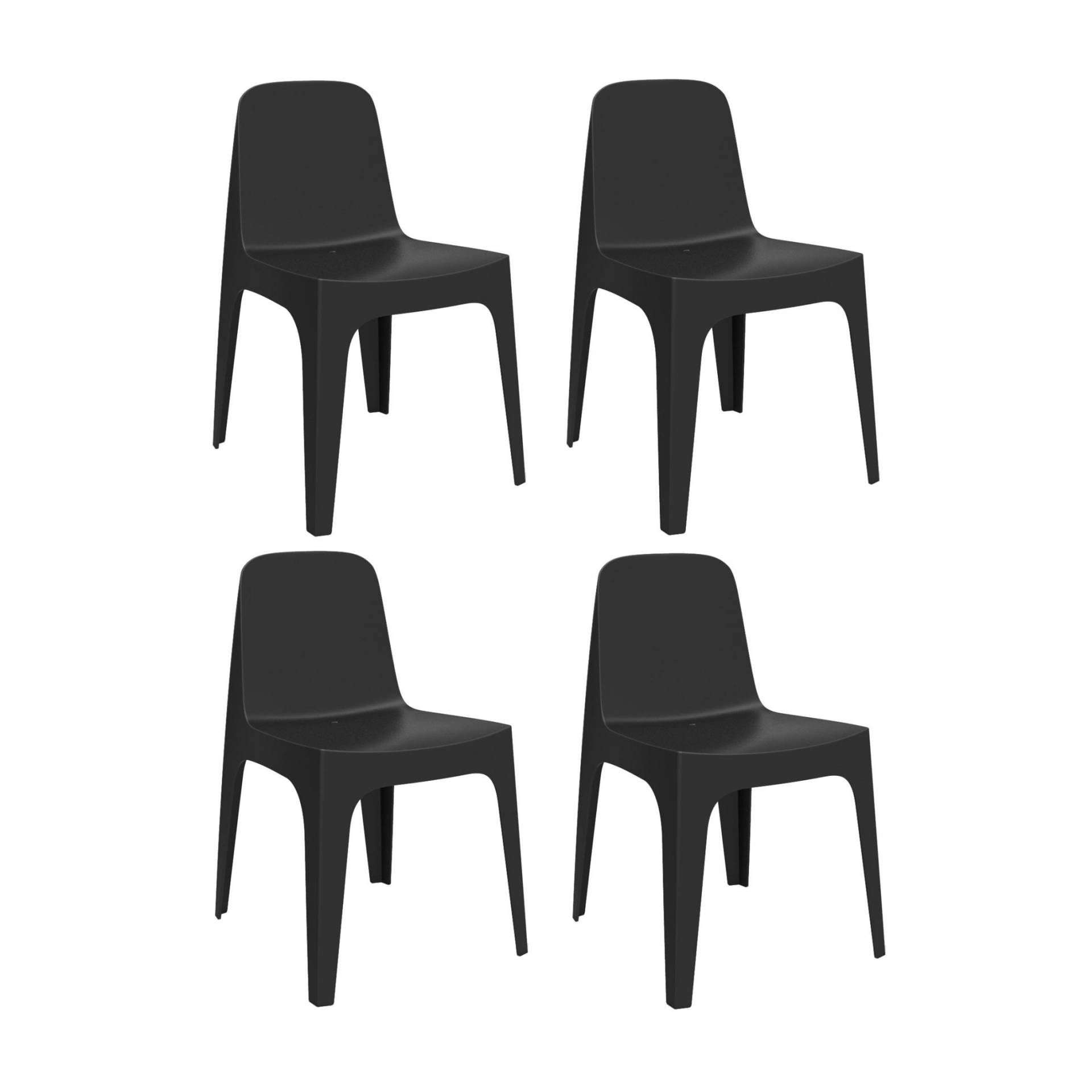 Vondom - Solid Stuhl 4er Set - schwarz/BxHxT 60x80x53cm/für Innen- und Außenbereich geeignet von Vondom