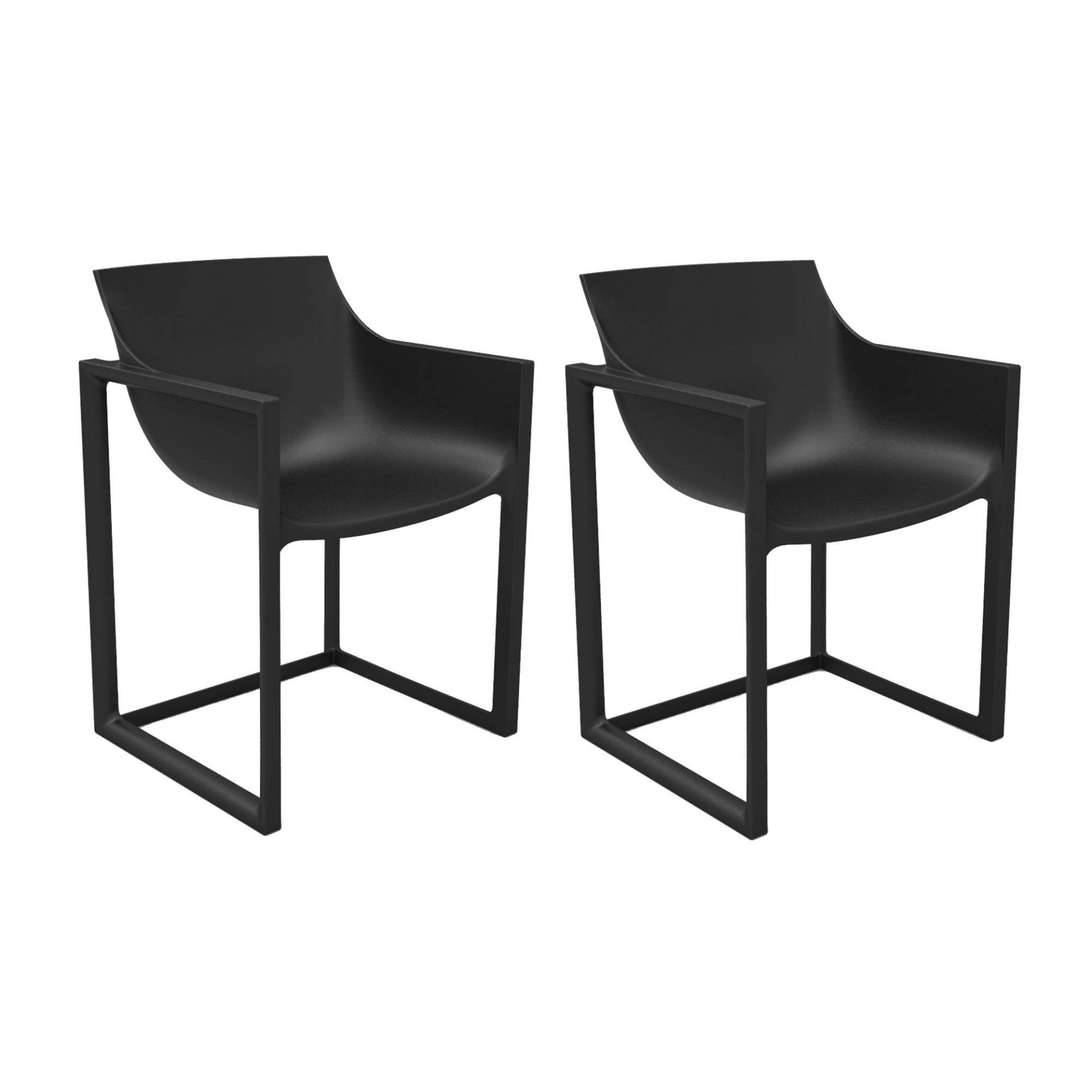 Vondom - Wall Street Armlehnstuhl 2er Set - schwarz/BxHxT 57x80x53cm/für Innen- und Außenbereich geeignet von Vondom