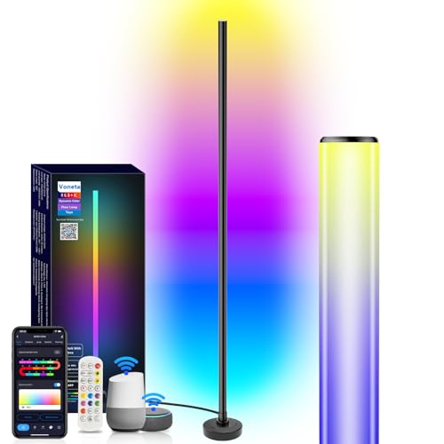 Voneta Led Standleuchte, Smart RGB+IC , Schlafzimmer mit Fernbedienung und APP, Mehrfarbig Farbwechsel Wohnzimmer, 55' Moderne Stehlampen for Party-Dekoration von Voneta