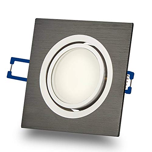 12x LED Einbaustrahler Set eckig-Schwarz flach 5W neutralweiß - Einbauleuchte schwenkbar & Dimmbar 230V aus Aluminium 70-80 Bohrloch Deckenspot Einbauspot von Vonhoff