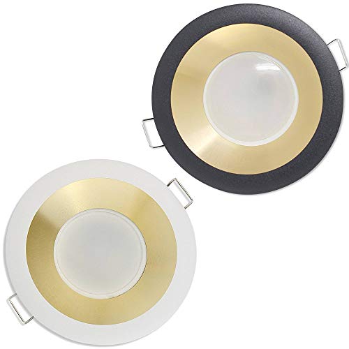 12x Vonhoff LED Einbaustrahler Set MR16 12V weiß/gold rund neutralweiß 7 Watt sehr flach - Einbauleuchte Einbau-spot als Deckenleuchte und -strahler oder Wandleuchte - 75mm Bohrloch mit von Vonhoff