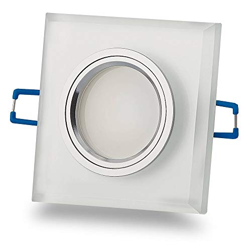 6x LED Einbaustrahler Set ultra flach 5W warmweiß - Einbauleuchte eckig-Weiß-Matt dimmbar 230V aus Glas 75-85mm Bohrloch Deckenspot Einbauspot von Vonhoff