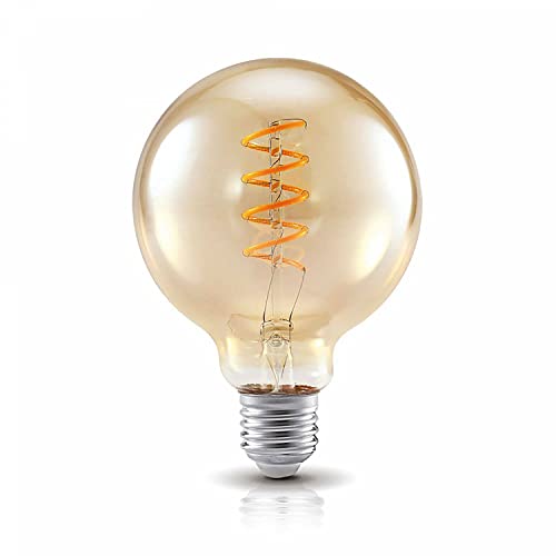 E27 LED Lampe 4W warmweiß 2700K Filament - G95 Spiral Birne gold 260lm Edison Retro Vintage Leuchtmittel Glüh-Birne Licht Fadenlampe von Vonhoff