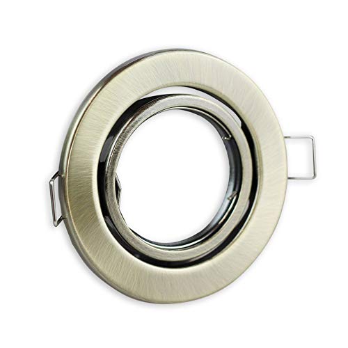 Einbaustrahler Rahmen messing rund schwenkbar - Einbaurahmen für GU10 MR16 Leuchtmittel - Ø70mm Bohrloch Einbau-Spot Strahler Einbauleuchte Einbaustrahler Rahmen messing rund schwenkbar - Einbaurahmen für GU10 MR16 Leuchtmittel - Ø70mm Bohrloch Einbau-Spot Strahler Einbauleuchte von Vonhoff