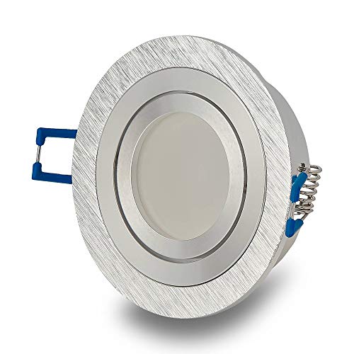 Vonhoff LED Einbaustrahler 5W warmweiß rund-Edelstahl gebürstet 12V - MR16 Einbauleuchte schwenkbar aus Aluminium 80mm Bohrloch Deckenspot Einbauspot von Vonhoff