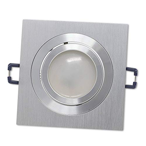 LED Einbaustrahler Edelstahl gebürstet eckig 5 Watt warmweiß 12V MR16 - Einbauleuchte schwenkbar aus Aluminium - 75-85mm Bohrloch 92x92mm Einbau-Spot Decken-Strahler LED Einbaustrahler Edelstahl gebürstet eckig 5 Watt warmweiß 12V MR16 - Einbauleuchte schwenkbar aus Aluminium - 75-85mm Bohrloch 92x92mm Einbau-Spot Decken-Strahler von Vonhoff