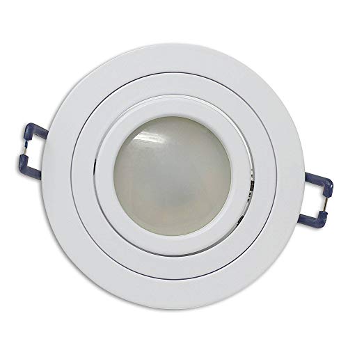 Vonhoff LED Einbaustrahler Weiß - rund 5W warmweiß 12V flach - MR16 Einbauleuchte schwenkbar - 75-85mm Bohrloch Einbau-Spot Decken-Strahler Deckeneinbaustrahler Deckeneinbauleuchte Einbauleuchte von Vonhoff