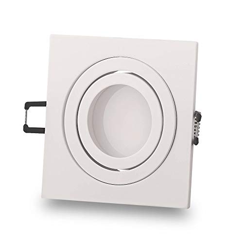 LED Einbaustrahler eckig weiß 5 Watt warmweiß 12V flach - MR16 Einbauleuchte schwenkbar aus Aluminium - 80mm Bohrloch Einbau-Spot Decken-Strahler von Vonhoff