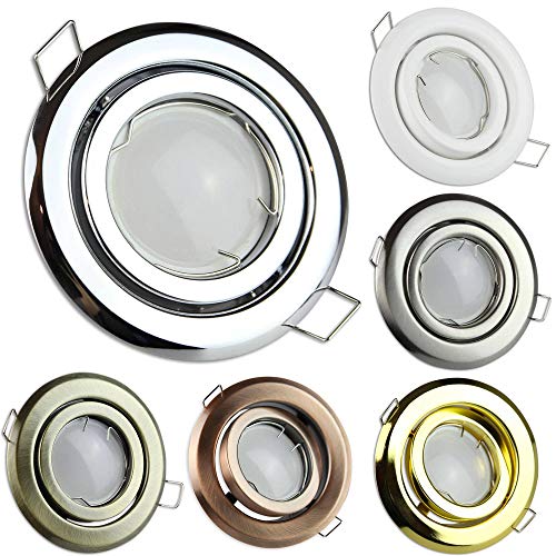 LED Einbaustrahler gold 5 Watt warmweiß super flach 230V - Einbauleuchte schwenkbar und dimmbar 80-85mm Bohrloch - Deckeneinbaustrahler Deckenspot Deckeneinbauleuchte Einbauleuchte von Vonhoff