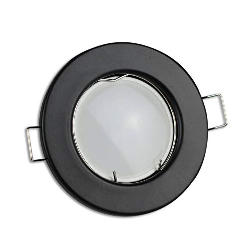 Vonhoff LED Einbaustrahler schwarz rund 7 Watt warmweiß 12V - MR16 Einbauleuchte 60mm Bohrloch - Einbau-Spot Decken-Strahler Deckeneinbaustrahler Deckenspot Deckeneinbauleuchte Einbauleuchte von Vonhoff