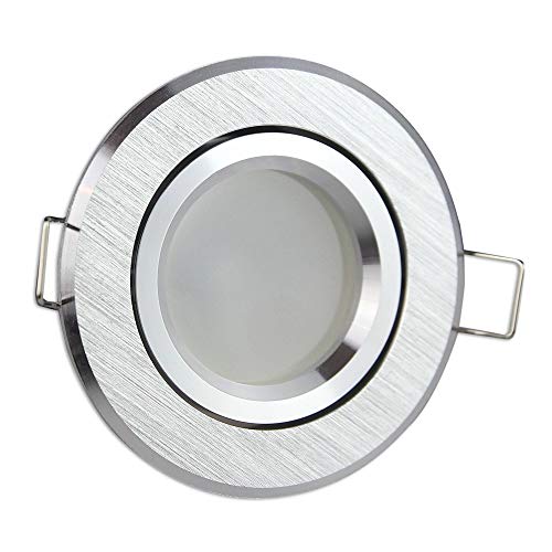 LED Einbaustrahler silber gebürstet rund 5 Watt warmweiß MR16 12V - Einbauleuchten flach 70-73mm Bohrloch - Einbau-Spot Decken-Strahler Deckeneinbaustrahler Deckenspot Deckeneinbauleuchte LED Einbaustrahler silber gebürstet rund 5 Watt warmweiß MR16 12V - Einbauleuchten flach 70-73mm Bohrloch - Einbau-Spot Decken-Strahler Deckeneinbaustrahler Deckenspot Deckeneinbauleuchte von Vonhoff