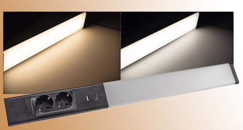 LED Unterbauleuchte Schwarz mit USB A+C PD, 60cm - Helles, neutralweißes Licht und praktische Anschlüsse von Vonhoff