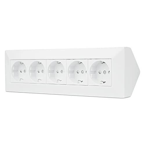 Möbel-Steckdose 5-fach für Küche und Büro - Ecksteckdose in weiß aus hochwertigem Kunststoff ideal für Arbeitsplatte, Tischsteckdose oder Unterbausteckdose 5x Steckdosenelement Küchensteckdose Möbel-Steckdose 5-fach für Küche und Büro - Ecksteckdose in weiß aus hochwertigem Kunststoff ideal für Arbeitsplatte, Tischsteckdose oder Unterbausteckdose 5x Steckdosenelement Küchensteckdose von Vonhoff