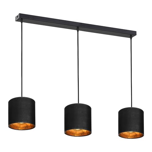 Pendelleuchte Linear 3-Flammig Schwarz Metall Textil E27 | Hängeleuchte für Esszimmer Küche Arbeitsfläche | Deckenlampe Stylisches Design Pendelleuchte Linear 3-Flammig Schwarz Metall Textil E27 | Hängeleuchte für Esszimmer Küche Arbeitsfläche | Deckenlampe Stylisches Design von Vonhoff