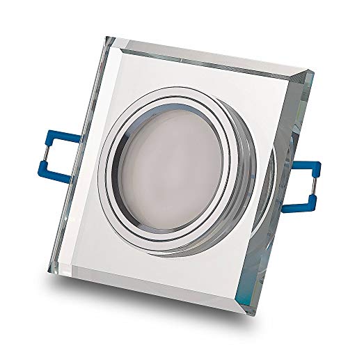 LED Einbaustrahler 7W neutralweiß aus Glas 12V - MR16 Einbauleuchte eckig-Verspiegelt 75mm Bohrloch Deckenspot Einbau-Spot Strahler von Vonhoff