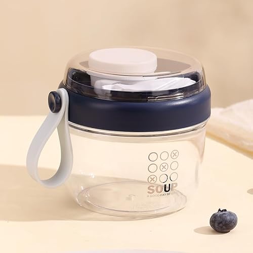 Vonmerie Müslibecher to go - praktischer Joghurtbecher - Unterteilung für Joghurt & Müsli - Geeignet für Gefrierschrank, Mikrowelle & Spülmaschine - 650 ml (Blau) von Vonmerie