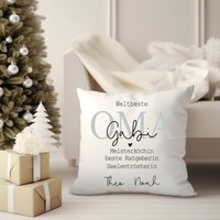 Kissen Oma/Baumwollkissen Personalisierbar Geschenk Weihnachten Dekokissen Enkelkind Für Großeltern von VonmirZudirAtelier