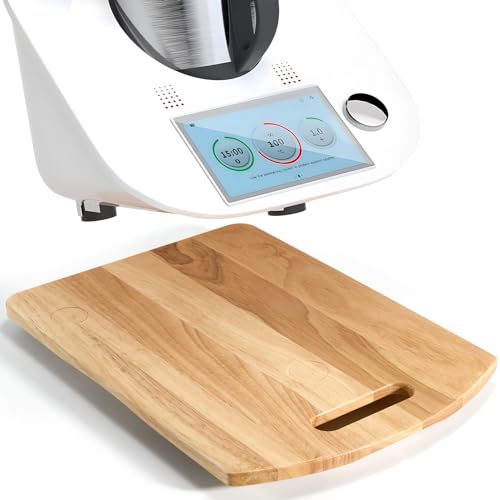 Ökologisches Gleitbrett für Thermomix TM6 Und TM5 aus Eichenholz,Gleitbrett für Thermomix mit vibrationsdämpfendem Stand, rutschfest & kratzgeschützt, Ideal für alle Küchenarbeitsplatten (Holzfarbe) von Vonsera
