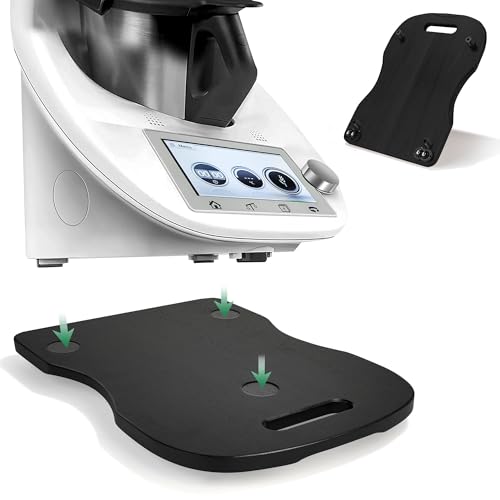 Vonsera Gleitbrett für Thermomix TM6 und TM5, Upgraded TM6 Gleitbrett Thermomix aus Holz, Brett für Thermomix mit 4 Pcs Universalräder, Leicht Gleitendes Rollbrett, Schwarz von Vonsera