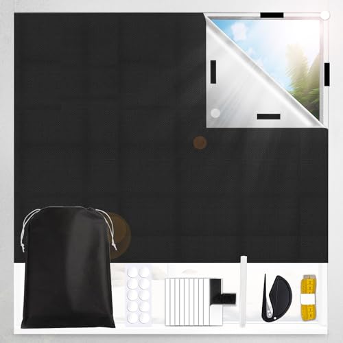 100% Fenster Verdunkelung 200x145cm, 420D Oxford Verdunklungsrollo Ohne Bohren Passend für Jede Fenstergröße & Form, Tragbare Reise Verdunkelungsrollo Dachfenster Sonnenschutz Innen Roll für Urlaub von Vonxite